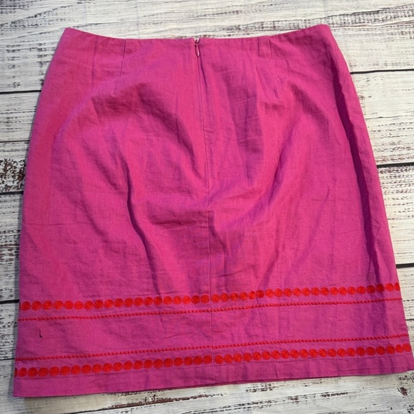 Boden Linen Blend Embroidered Skirt – Pink & Red – Size 6 - Picture 7 of 7